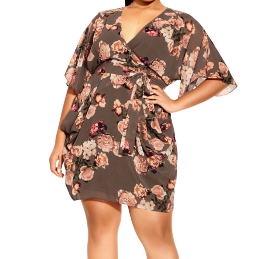 CITY CHIC BROOKE COCOA DRESS SIZE 16 NO BELT